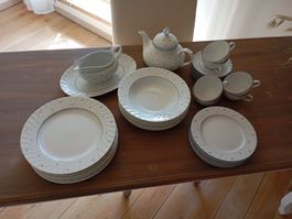 Tee-Kaffee-Service mit blauem Dekor, komplett, Top Zustand