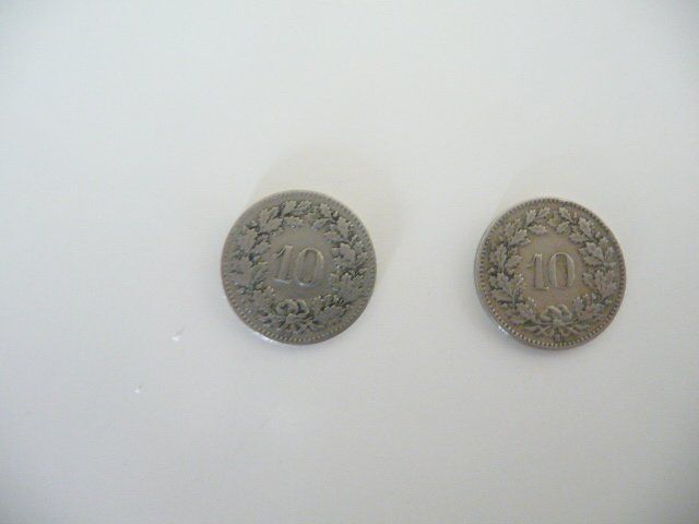 Tutti le monete: Schweizer Münzen 1911 / 1919  2x 10 Rappen – Usato da Kloten venduto da zimboida 2