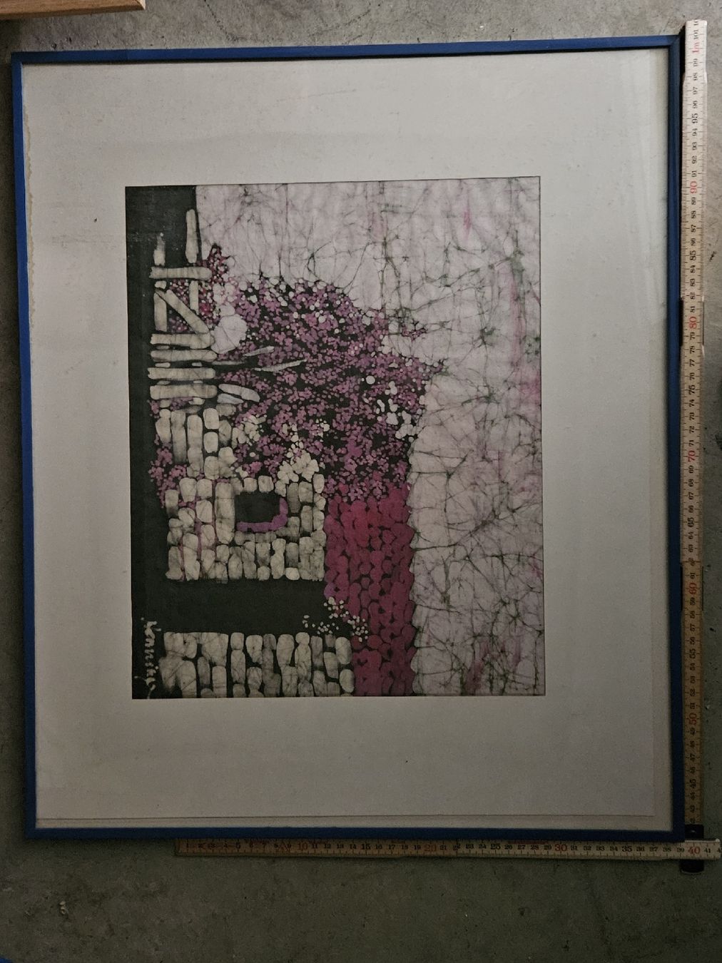 Dipinti: Œuvre graphique abstraite signée – Composition rose, noire e – Usato da Mont-sur-Lausanne venduto da pab_6mpf
