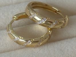 Luxus Elegante Creolen Ohrschmuck Ohrstecker Farbe Gold