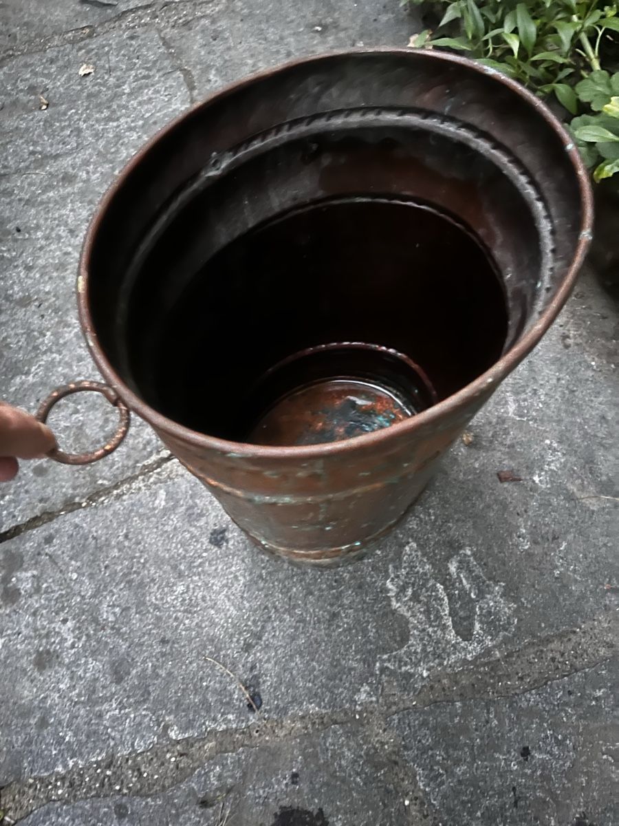 Pentole: Antiker zylindrischer Kupfer-Eimer / Übertopf 43 cm – Usato da Möhlin venduto da mil_h55x 5