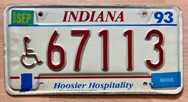 Altes Indiana Nummernschild 1993, USA Schild 67113 🇺🇸