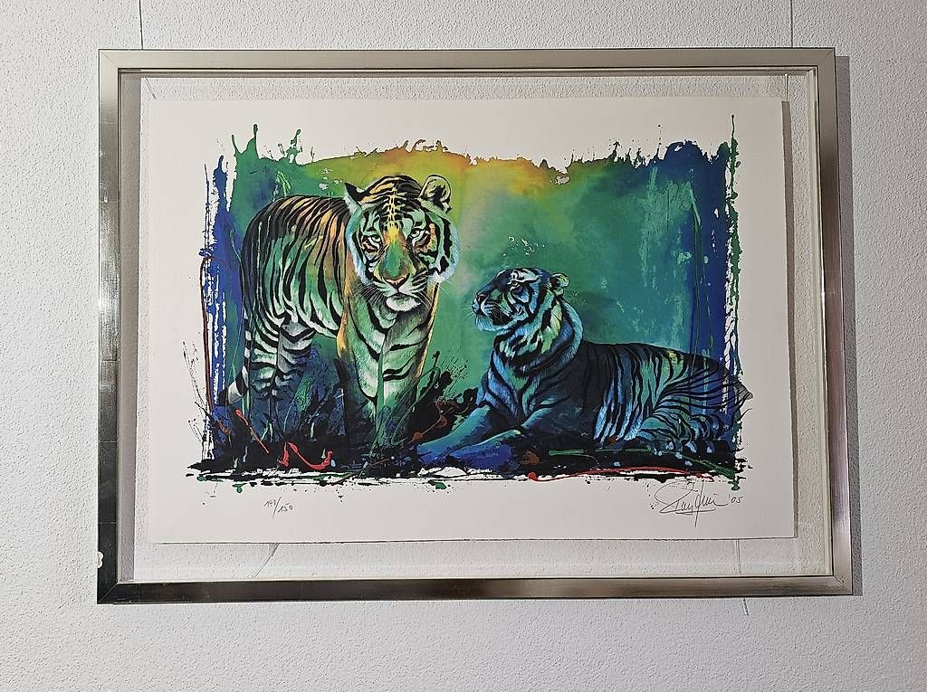 Grafica & Litografie: Rolf Knie "Zwei wachsame Tiger" Serigraphie, handsigniert – Usato da Kriens venduto da Chilimaus0