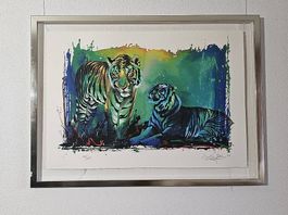 Rolf Knie "Zwei wachsame Tiger" Serigraphie, handsigniert