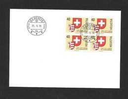FDC Nr. 621 Viererblock ET Les Genevez (JU) 25.9.1978