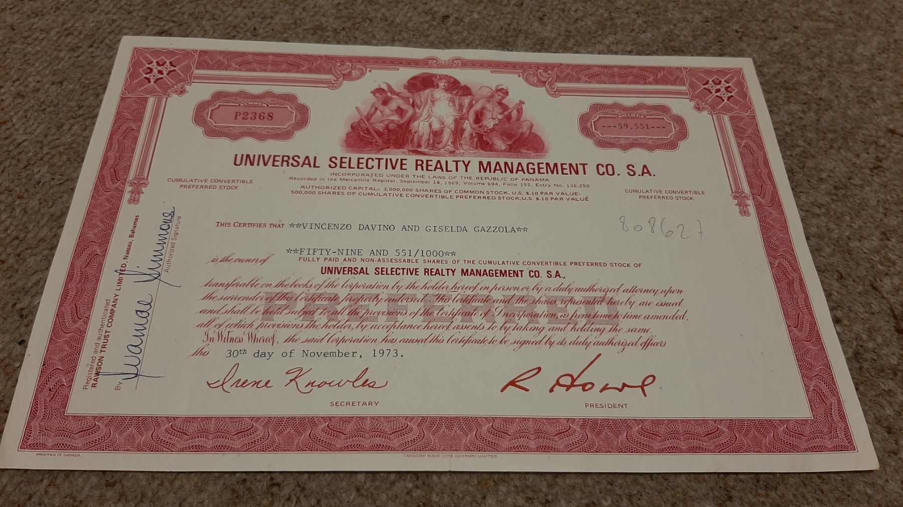 Documenti: Aktie Universal Selective Realty Management co SA – Usato da Porza venduto da ulletta1