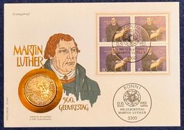 Münzbrief, Martin Luther: Briefmarke & Gedenkmünze