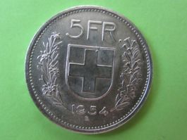 5 Franken Münze Silber 0.835, 1954