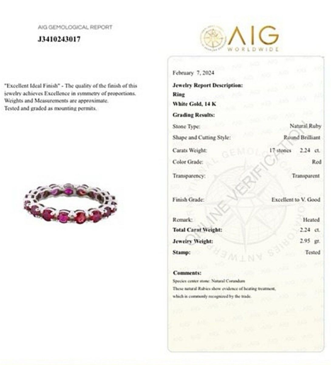 Ringe: 2.24ct Alliance Rubin Ring 14K Weissgold – Neu und originalverpackt aus Untersiggenthal von TimeandShine 3