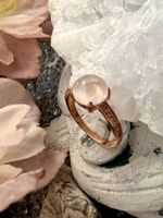 Ring Silber Roségold verg mit Rosenquarz u Zirkonia G 52,5