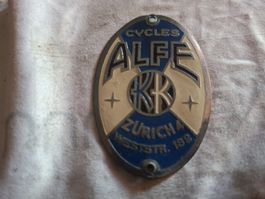 plaquette de cadre vélos farrader Alfe KK Zurich collector