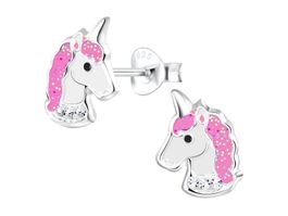 Kinder Ohrringe rosa EINHORN Kopf 925 Silber
