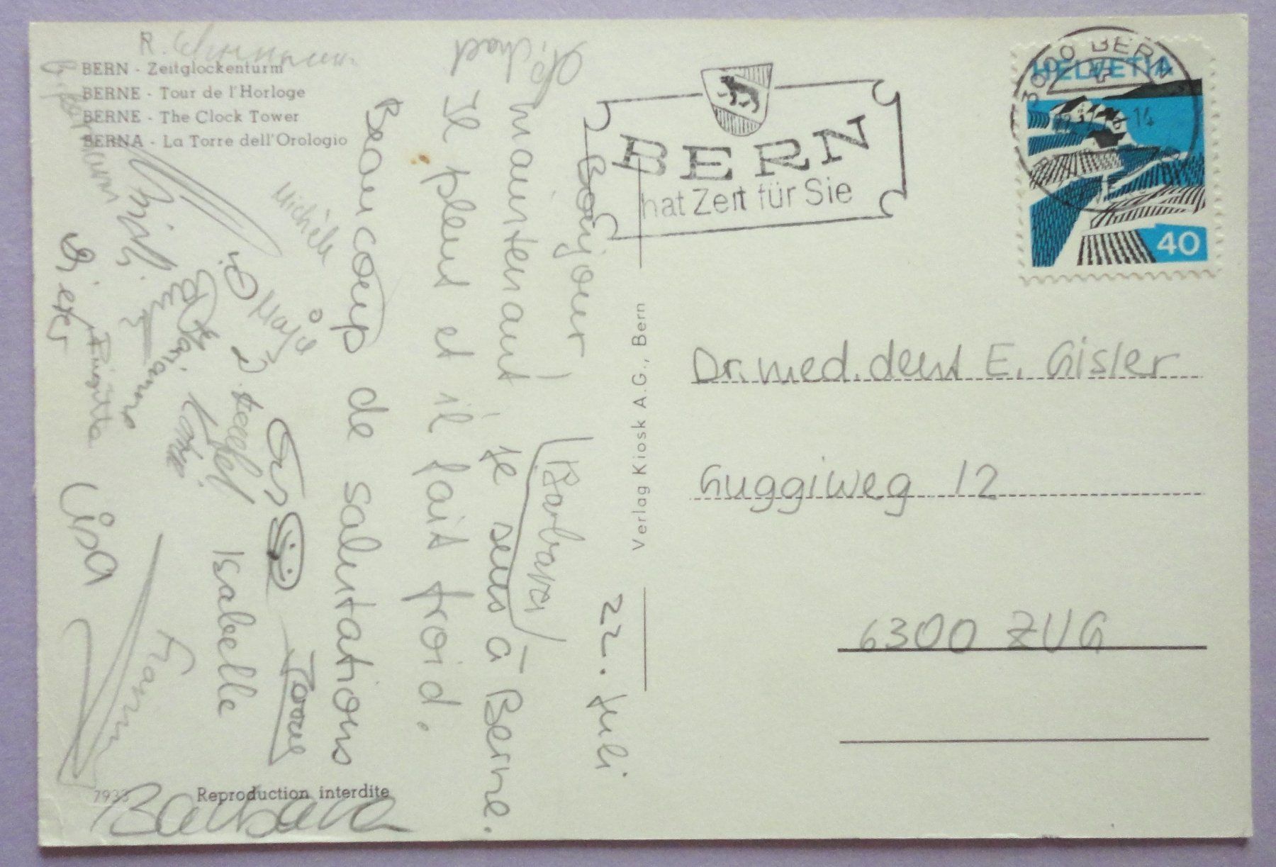 Cartoline postali: Bern - Zeitglockenturm – Usato da Fétigny venduto da Billy2miny 1