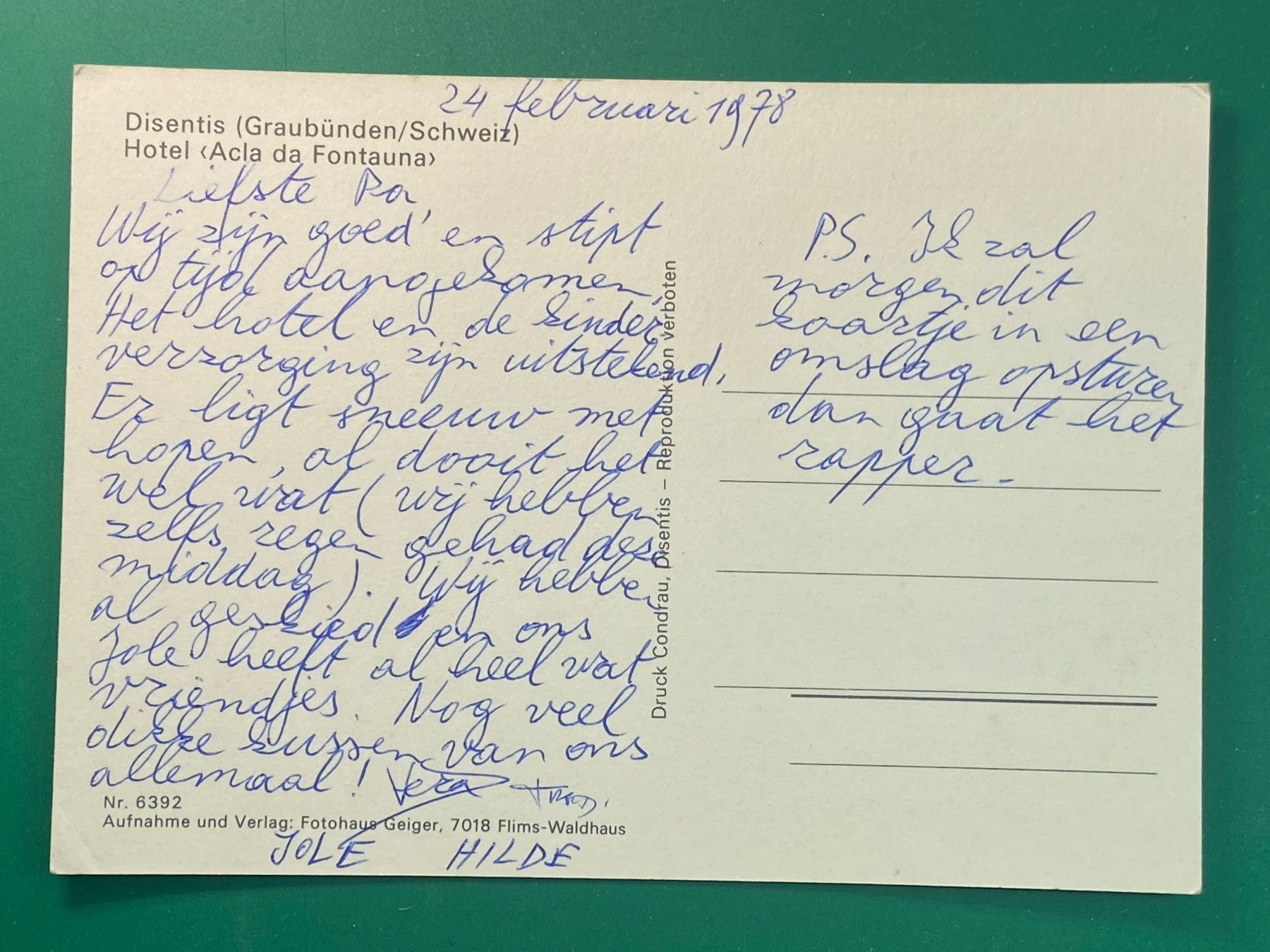 Cartoline postali: Disentis - Hotel Acla da Fontauna – Usato da Steg VS venduto da _vinci_ 1