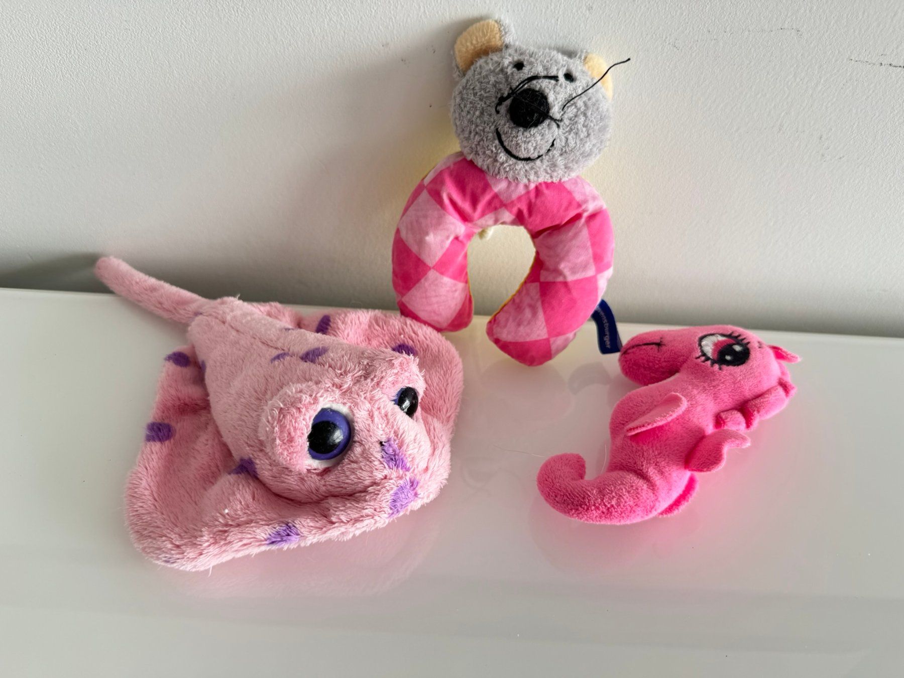 Giocattoli: 3 Baby Stofftierli: Seepferd, Rochen, Rasselmaus. Greifling – Usato da Uhwiesen venduto da mic_kd6g 3