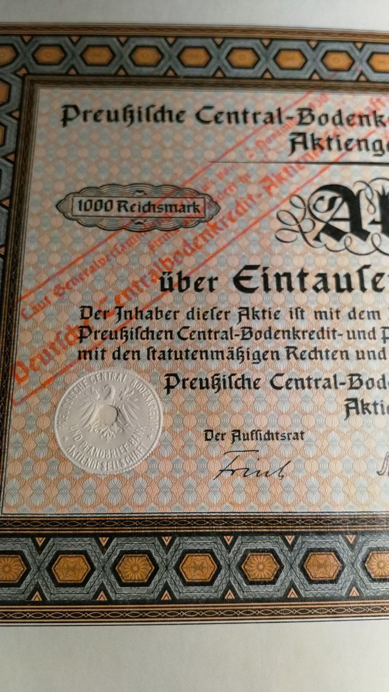 Dokumente: Aktie aus dem Jahre 1930 – Gebraucht aus Seuzach von AudiC4 2