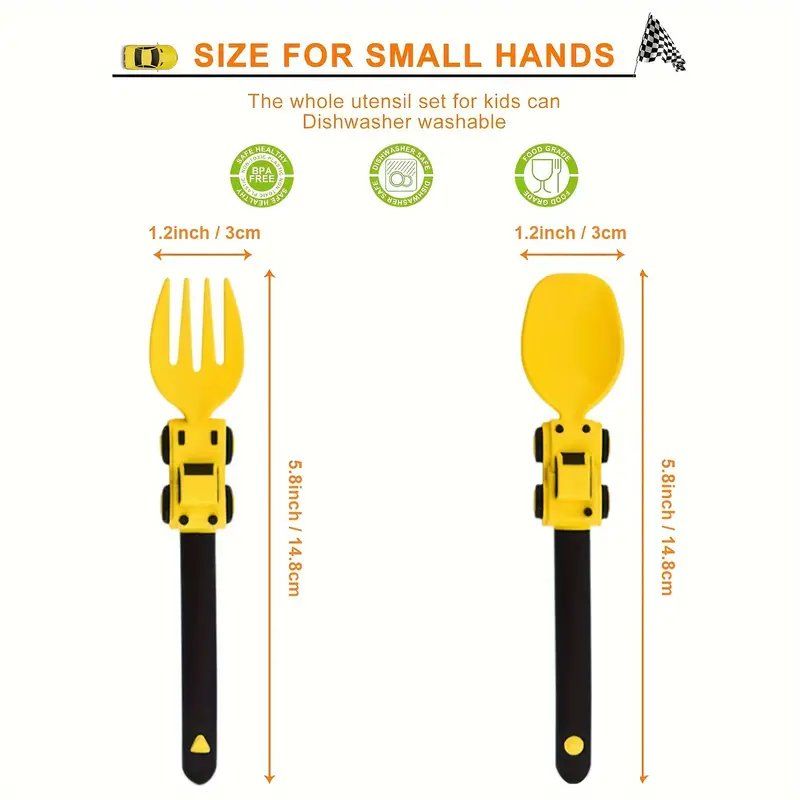 Set di posate: Kinderbesteck Baustelle Bagger Kran Löffel Gabel Kind Kies – Nuovo e nell'imballaggio originale da Dättlikon venduto da easythings 1