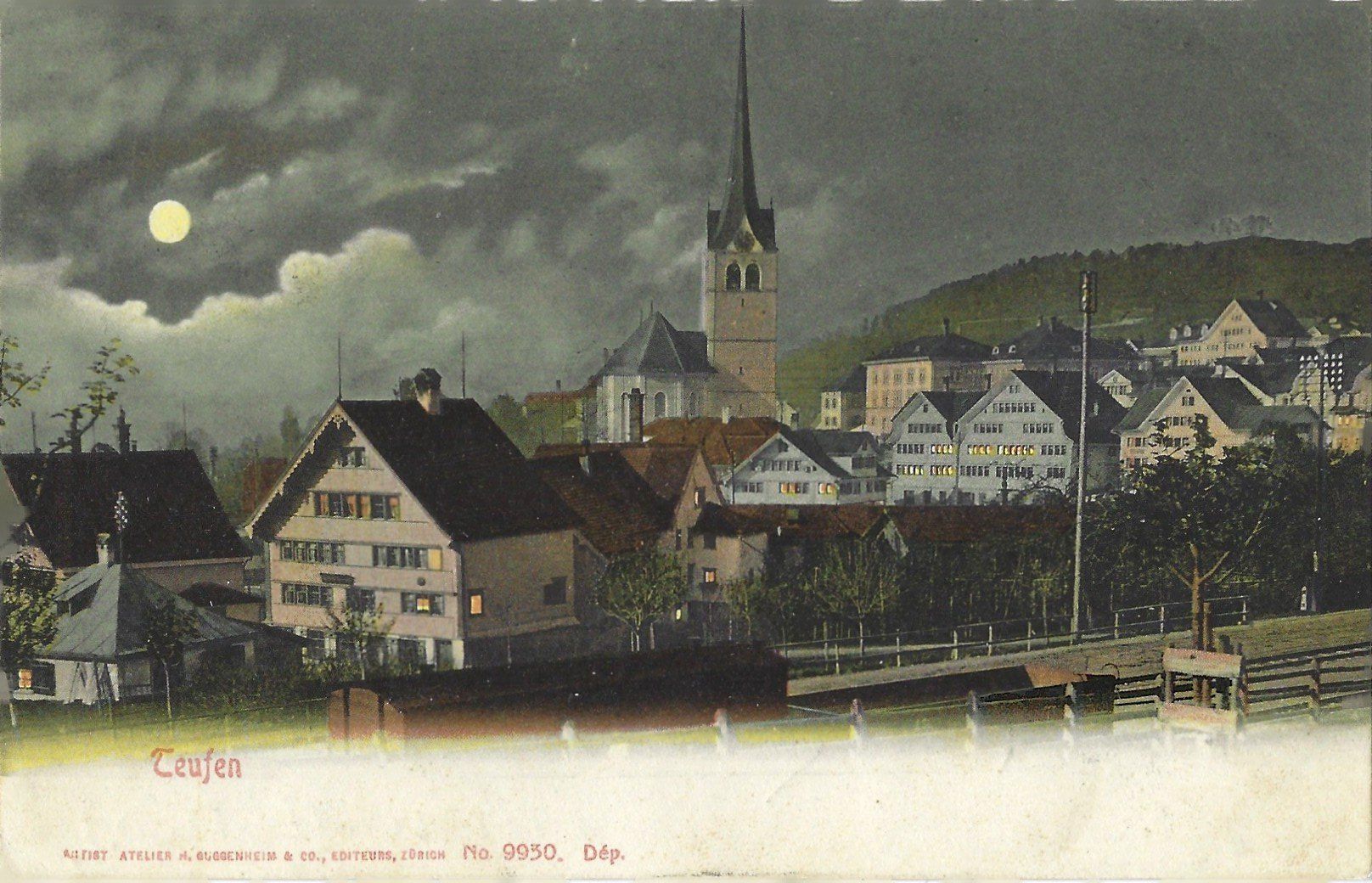 Cartoline postali: Teufen  bei  Vollmond – Usato da Bütschwil venduto da Jackson1A
