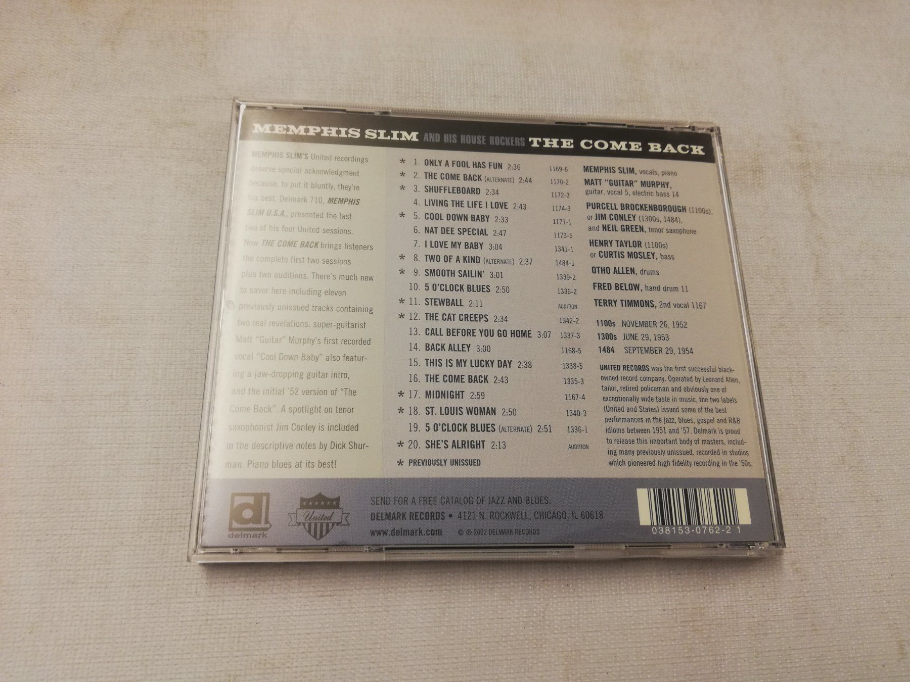 CD: MEMPHIS SLIM - THE COME BACK – Usato da Bern venduto da Vinylsound.ch 1