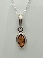 Bernstein Anhänger 925 Silber brauner Bernstein Collier