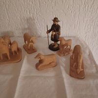 ältere  Holz-Schäfli + Hirte für Weihnachtskrippe