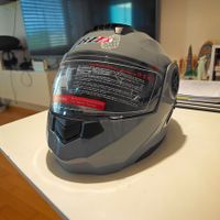 Motorrad Klapphelm BLD Doppelvisier Helm Grau Silber Maximal