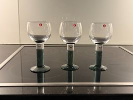 3 Stengelgläser grüngrau Nurminen Iittala  1988 "Mondo" Finn