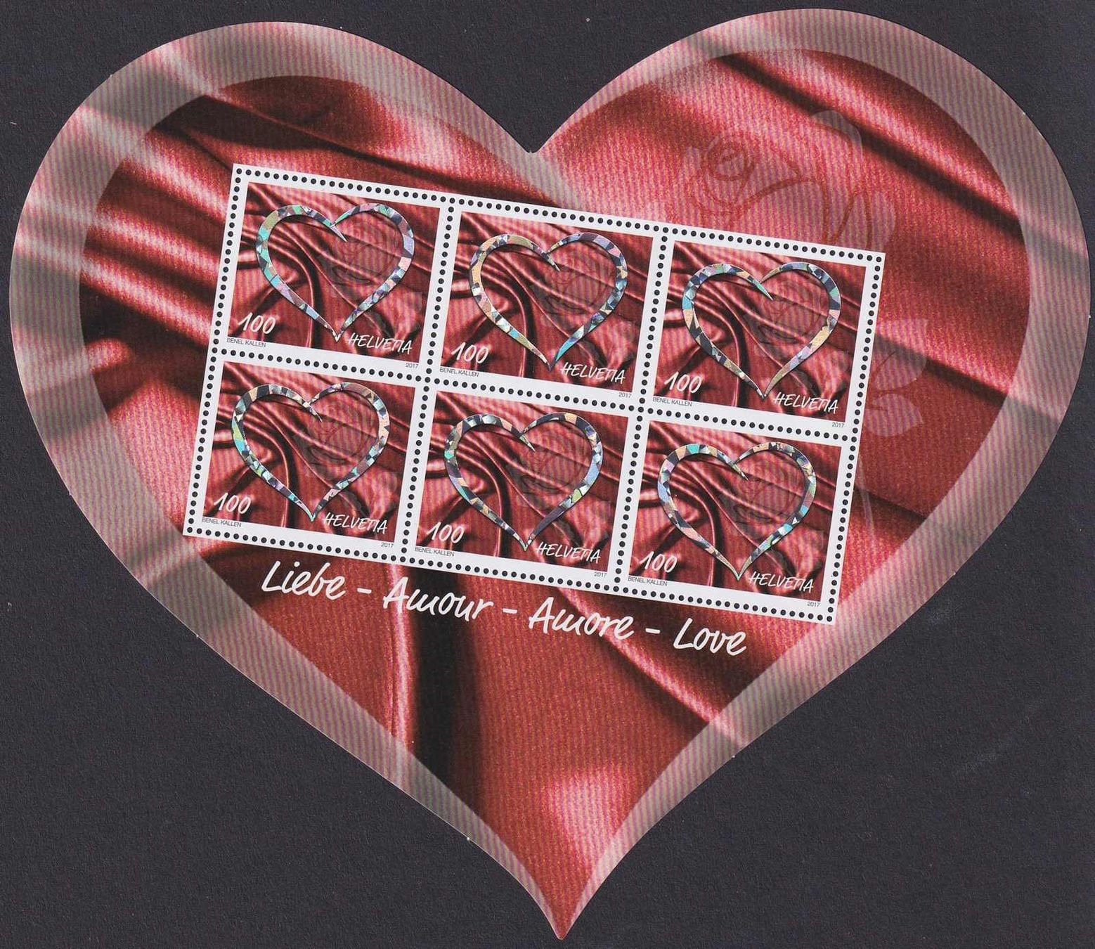 Tutti i francobolli: 2017, Nr.1659 (Liebe) Zierbogen postfrisch **. Kat: 60.- – Usato da Sursee venduto da Luzernerraute