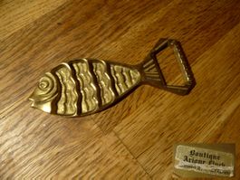 Antiker Messing Flaschenöffner Fisch Länge 11cm