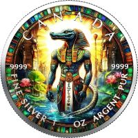 Maple Leaf 2025  Farbiger Round Egypt SOBEK 1 Unze SILBER