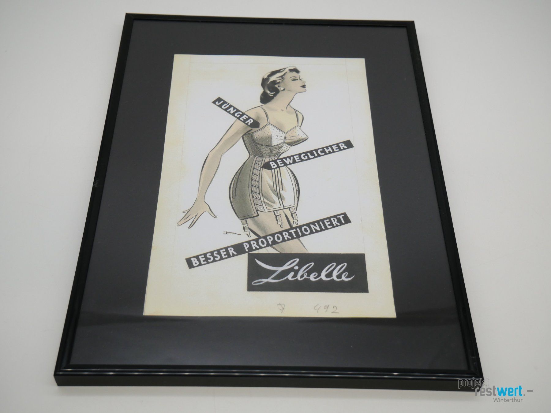 Poster & Bilder: Libelle Werbegrafik 1950er schwarzer Rahmen – Gebraucht aus Winterthur von Restwert_Winterthur