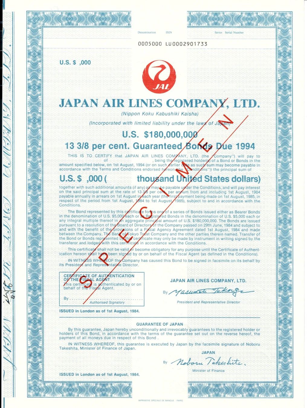 Documenti: Japan Air Lines Company – Usato da Ittigen venduto da hiwepa
