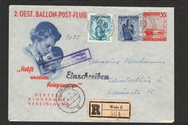 2. Oest. Ballon-Post-Flug , 1.5.1949,Rückseite !!