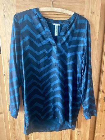 Damen Bluse Street One blau schwarz Zickzack Muster Gr. 36
