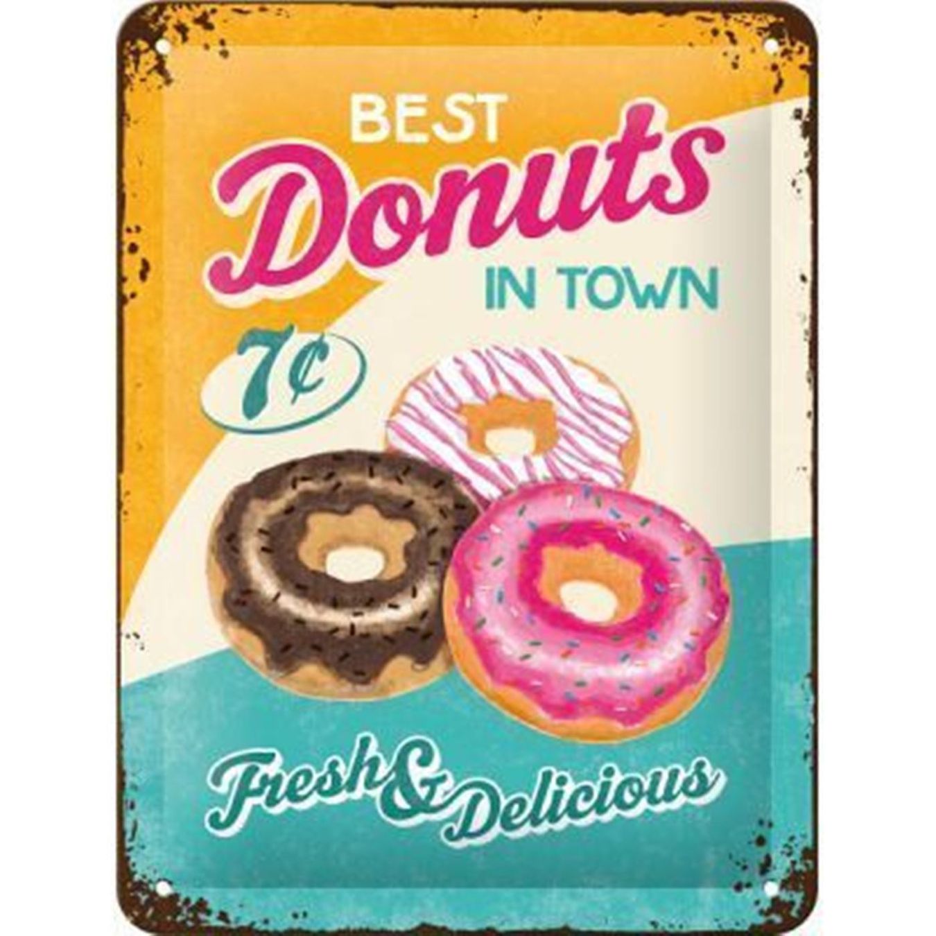 Insegne: Blechschild 3D-BEST DONUTS IN TOWN – Nuovo e nell'imballaggio originale da Rupperswil venduto da big-one-sale