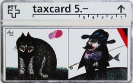 orig ERNST RAMSEIER «für d'Chatz» 1992 Art-Card Taxcard sig.