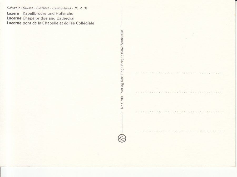 Ansichtskarten: Luzern Kapellbrücke ca. 1980 – Gebraucht aus Bürglen TG von StampGraf 1