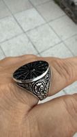Silberring mit schwarzer Zirkonia, Grösse 60
