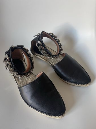 Givenchy  Espadrilles Cuir Noir Chaîne T 37 État Top