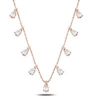 Kette 925 Silber roségold Zirkon Tropfen Choker layer 39+3cm