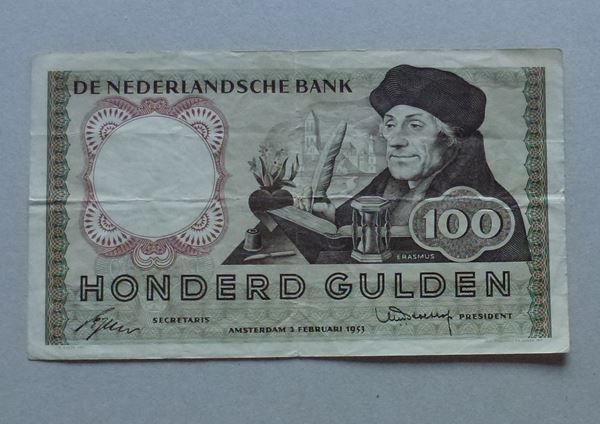 Banconote: Holland ++ 100 Gulden 1953 – Usato da Walkringen venduto da Casablanca777