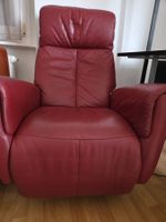 Premium Leder-Relaxsessel in Kirschrot – Drehbar & Stufenlos