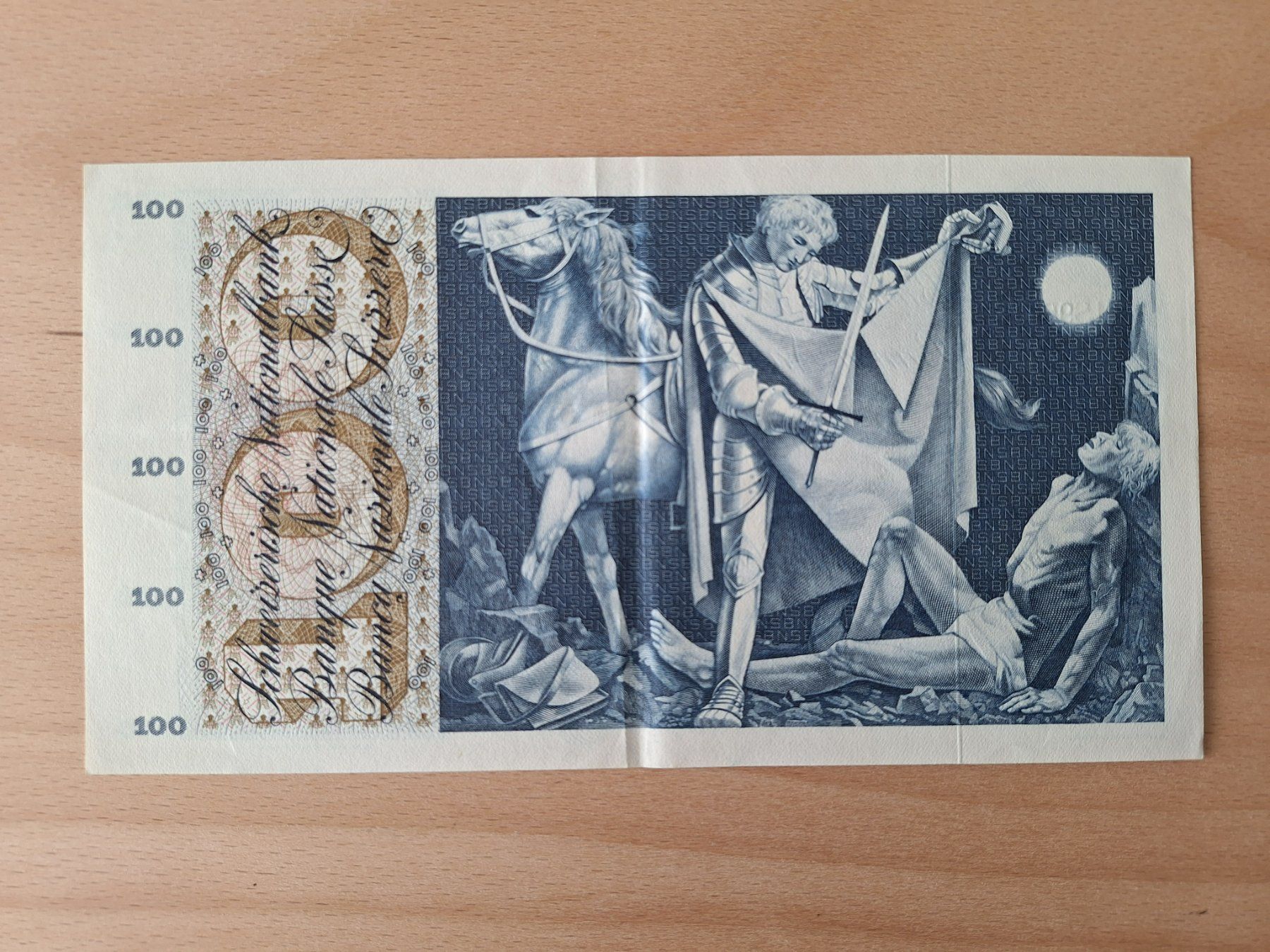 Banknoten: Schweizer Banknote 100.00 Franken, JG 1965 – Gebraucht aus Lohn-Ammannsegg von Beo71 1