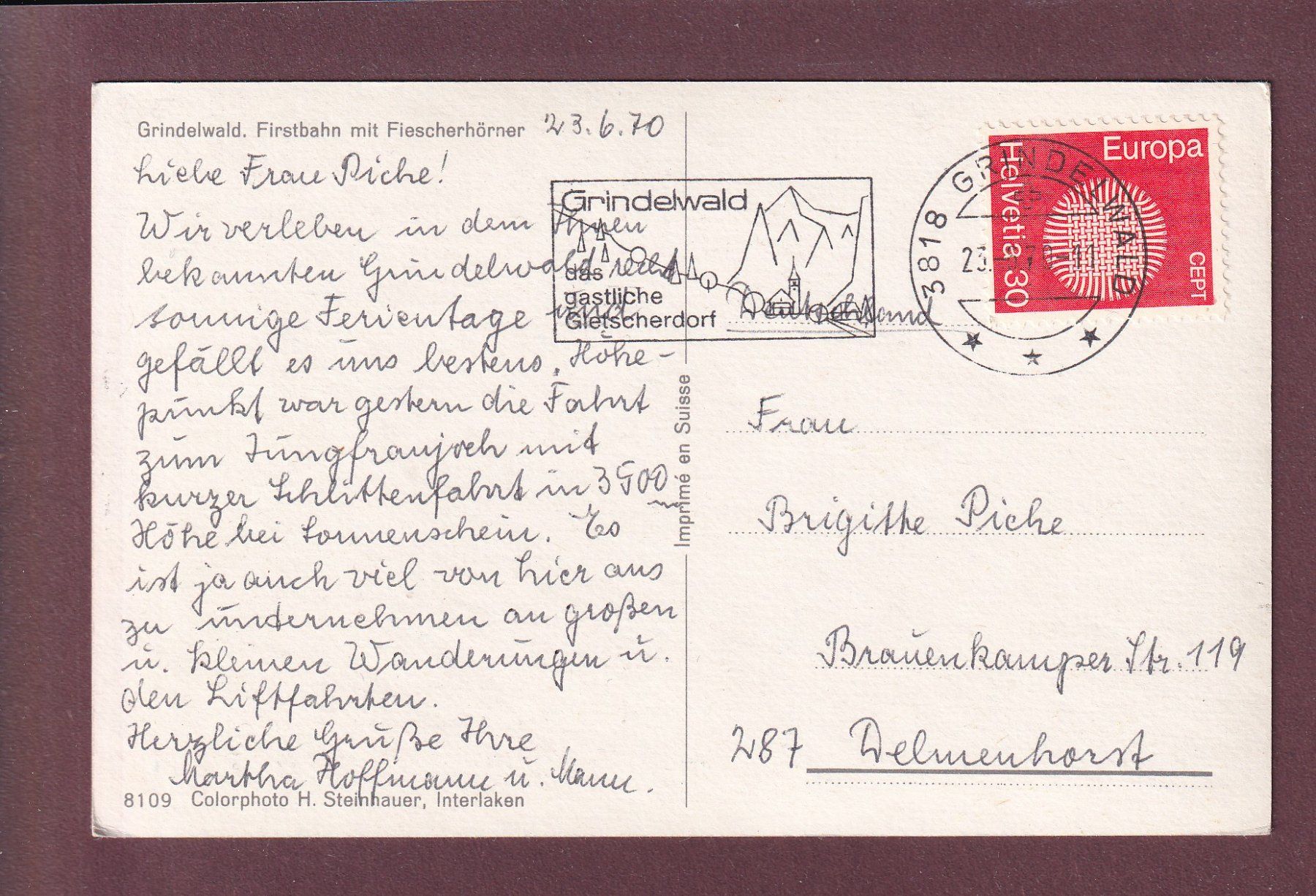 Cartoline postali: GRINDELWALD - Firstbahn - Fiescherhörner - 1970 – Usato da Pully venduto da nicecards 1
