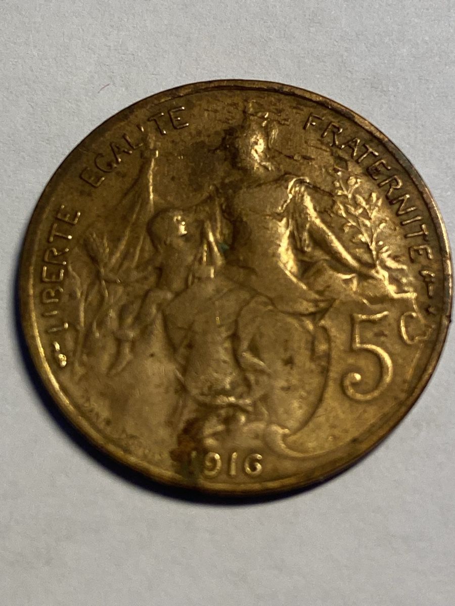 Alle Münzen: France, 5 centimes 1916 bronze – Gebraucht aus Corsier-sur-Vevey von Ginoarturo 1