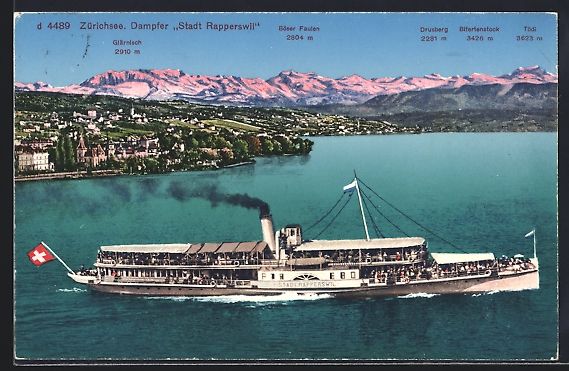 Cartes postales: Zürichsee, Dampfer Stadt Rapperswill mi – D'occasion à Berlin par bartko-reher