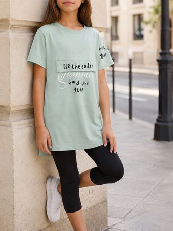 T-SHIRT FILLE VERT MENTHE