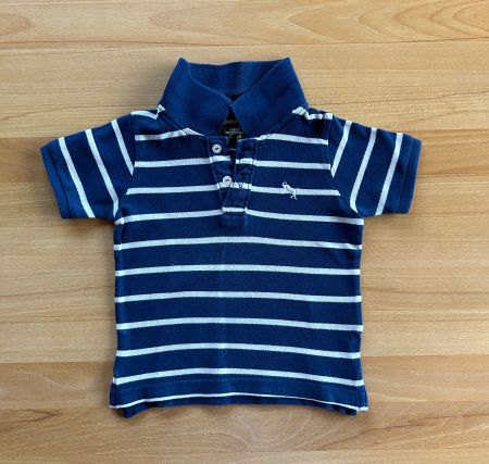 Dunkelblau/weiss gestreiftes Poloshirt Grösse 68