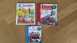3 Kinderbücher Feuerwehr und Baustelle