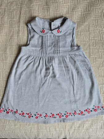 Babykleidchen Gr 86 grau Blumen Herbst/Frühling